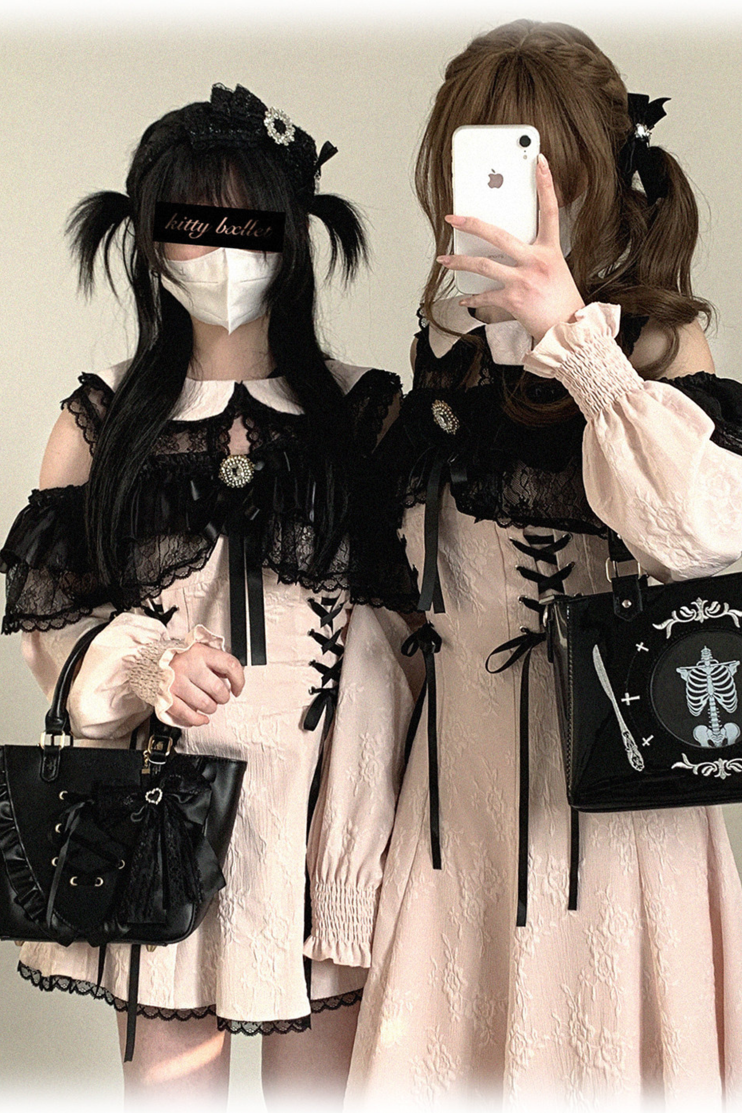 오프숄더 레이스업 레이스 원피스