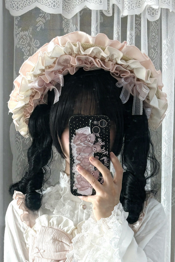 レイヤーフリルスイートプリンセスロリータジャンパースカート+テール+ヘアバンド+ケープ+ボンネット