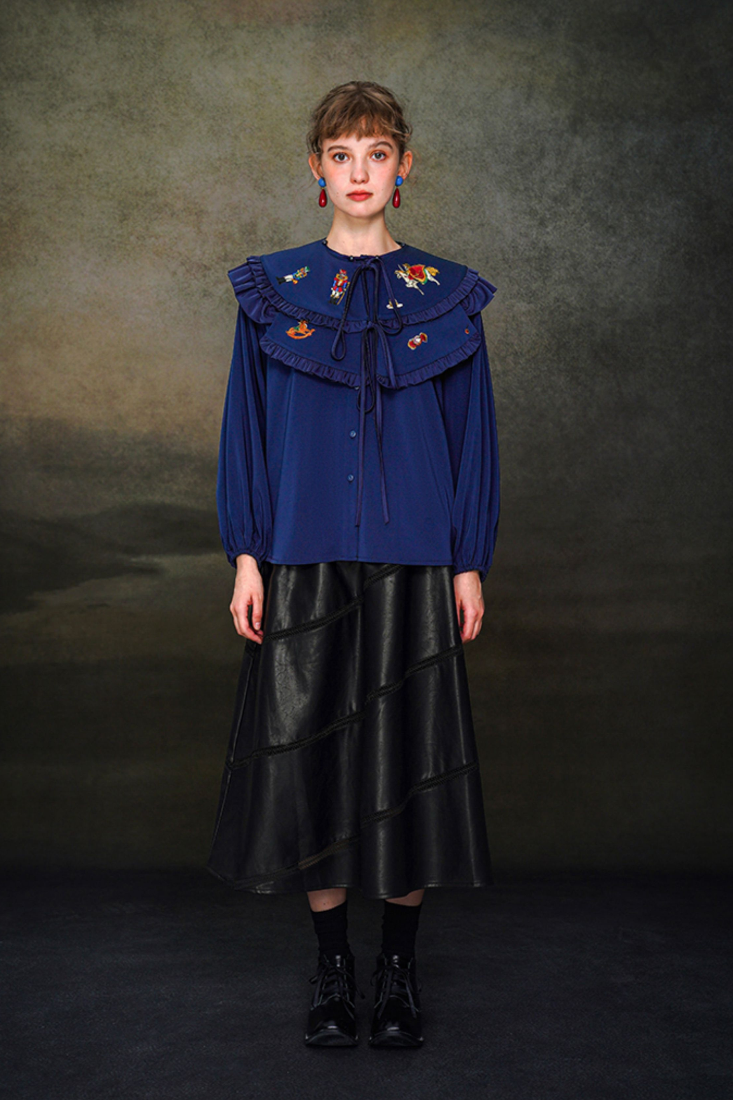 フレンチレトロショールデザインブラウス