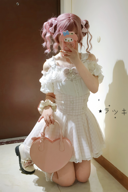 【予約商品】量産オフショルダートップス+ハイウエストスカート