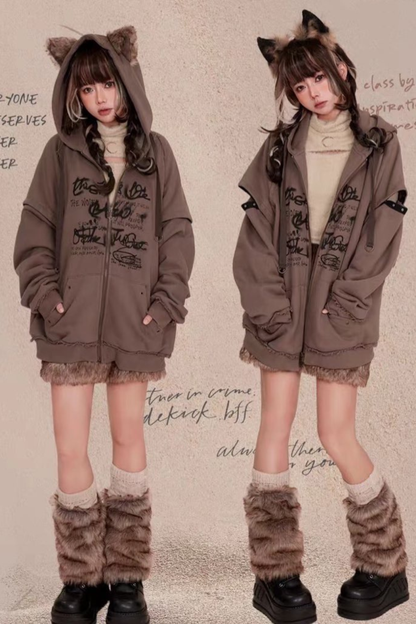 Wolf Ear Hood Loose Hoodie