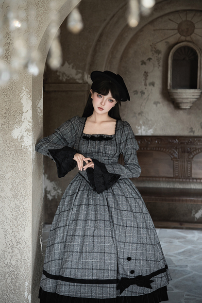 Check Fishbone Chest JSK + Dress + Innerwear + Ribbon + Hat