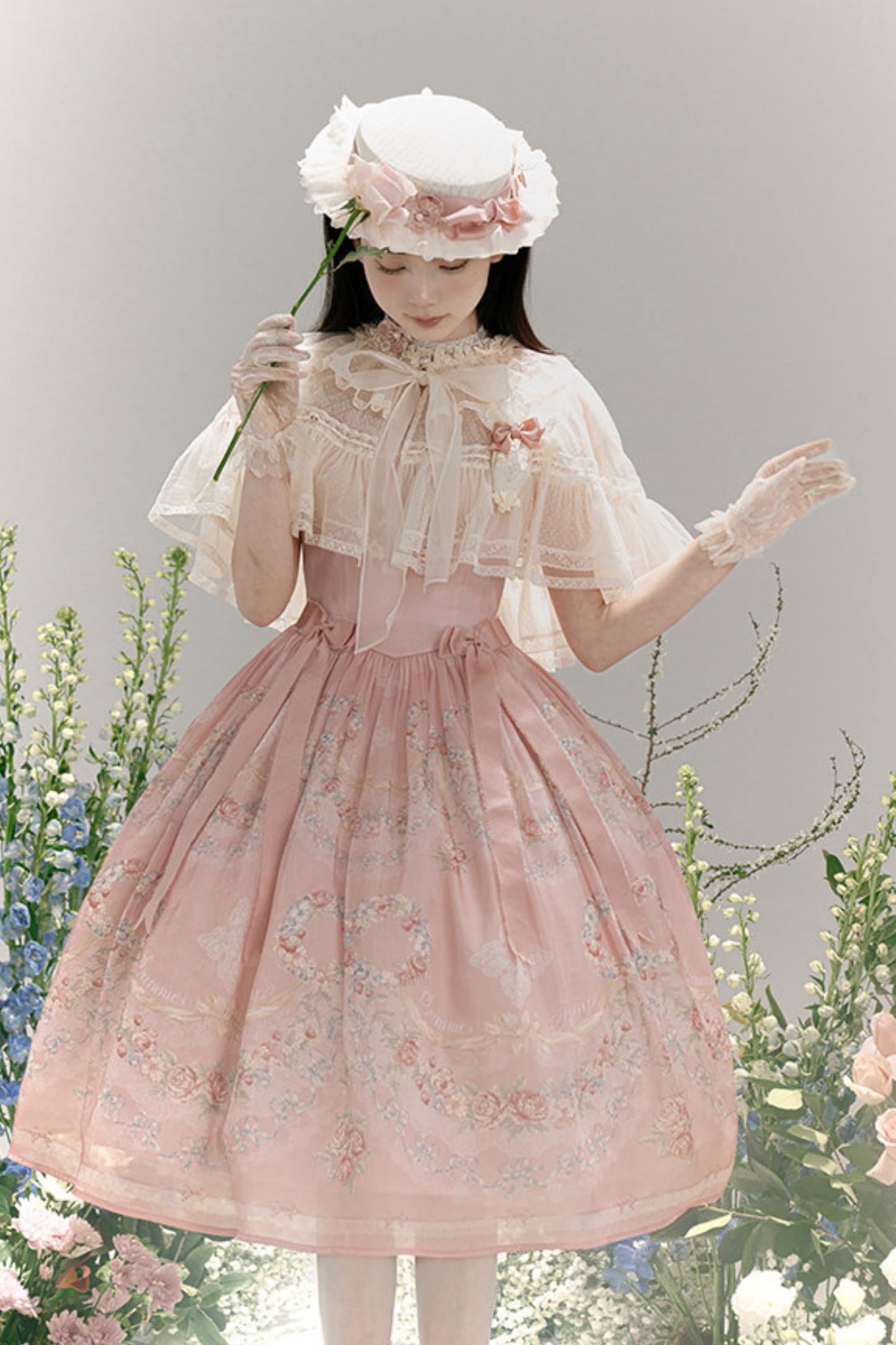 Vilandry Garden Off-Shoulder Dress + Jumper Skirt + Cape