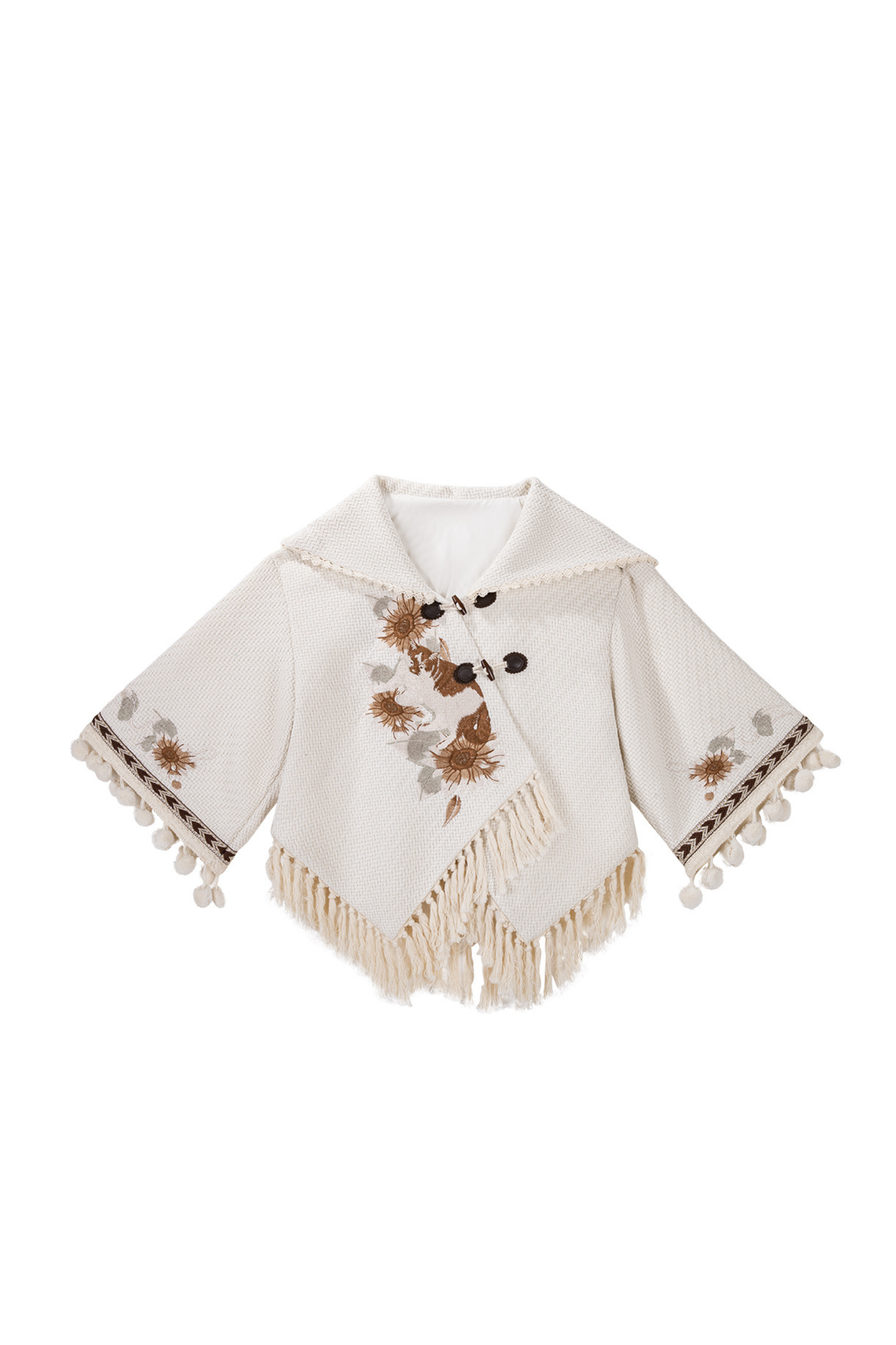 Retro Flower Design Cloak + Check Skirt + Shirt