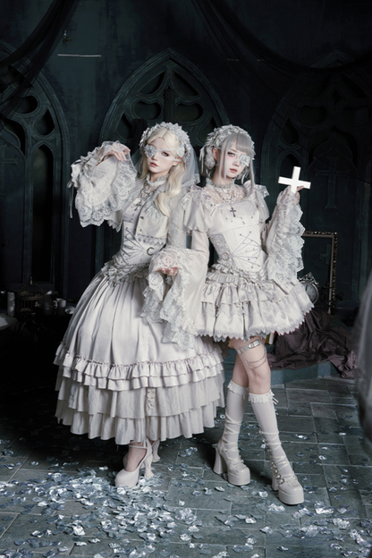 ゴシックロリータスカート+コルセット+ベール+ネックレス+ウエストチェーン