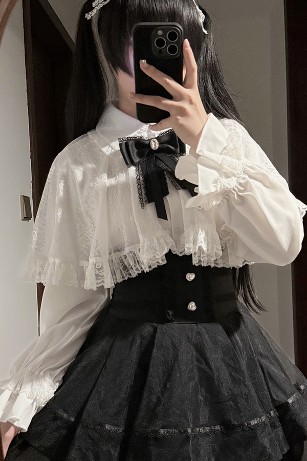 レースケープツーピーススカート+レースシャツ