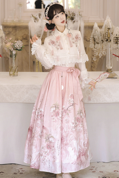 スイートフラワーショール+ブラウス+スカート