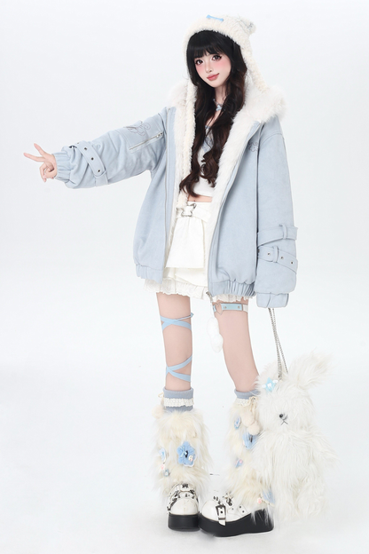Cat Ear Hood Fur Jacket