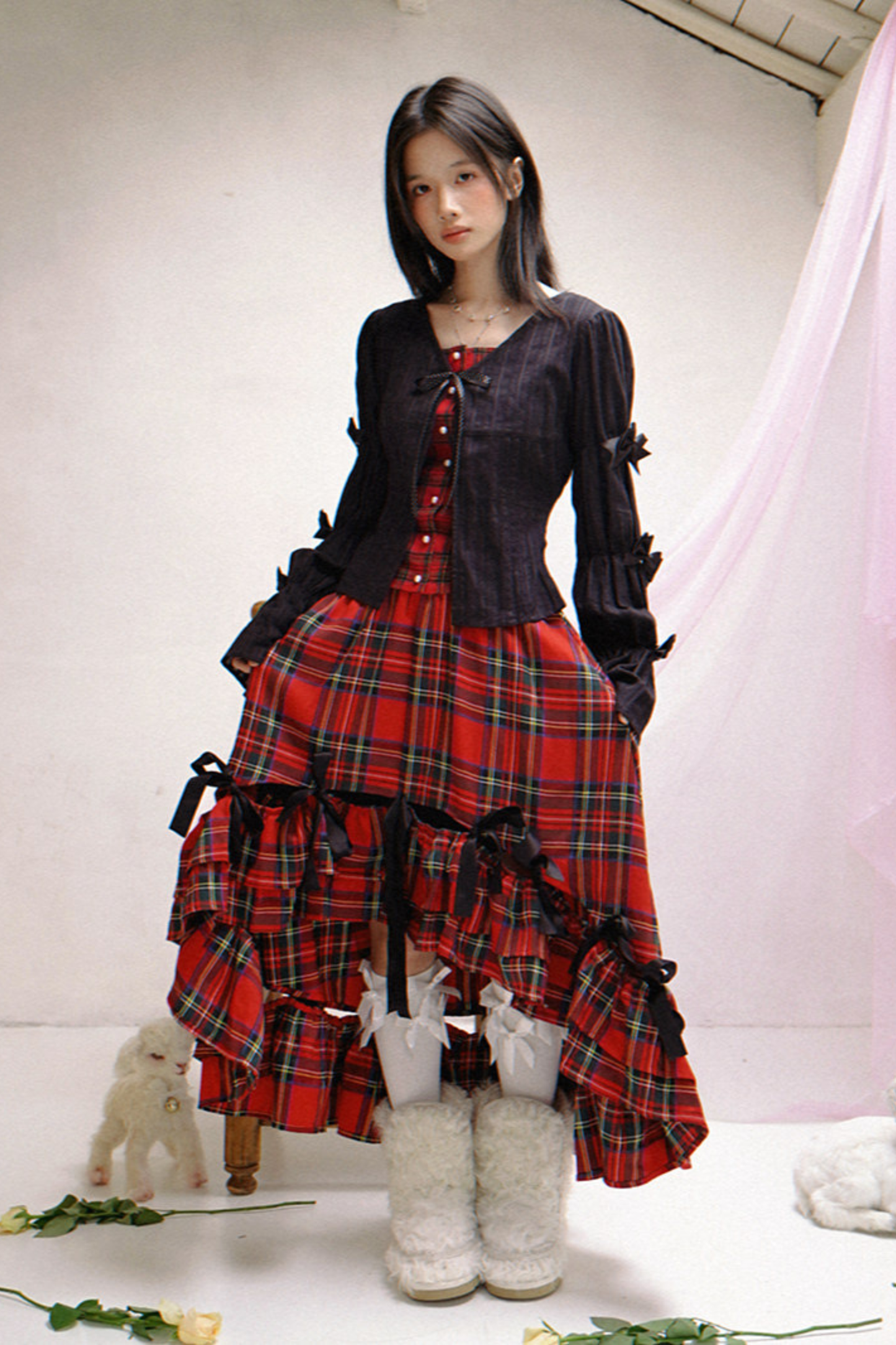 Polka Dot Plaid Blouse