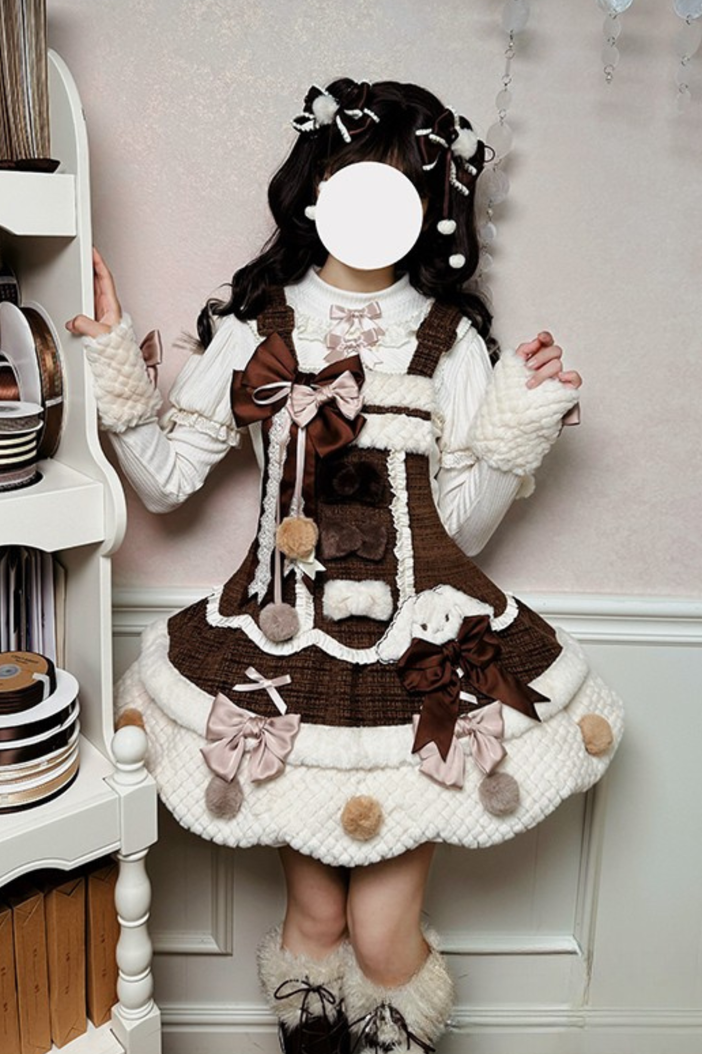 [Deadline for reservations: December 8] Floss Sugar Rabbit Fur Ball Ribbon Suspender Dress