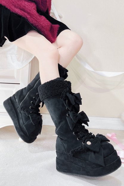 リボンロリータスノーブーツ