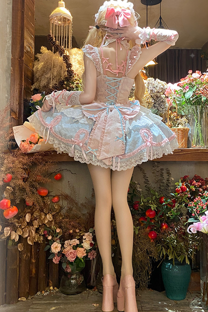 Butterfly Princess Lolita Dress + Petticoat + Clip + Frill Sleeve Shirt
