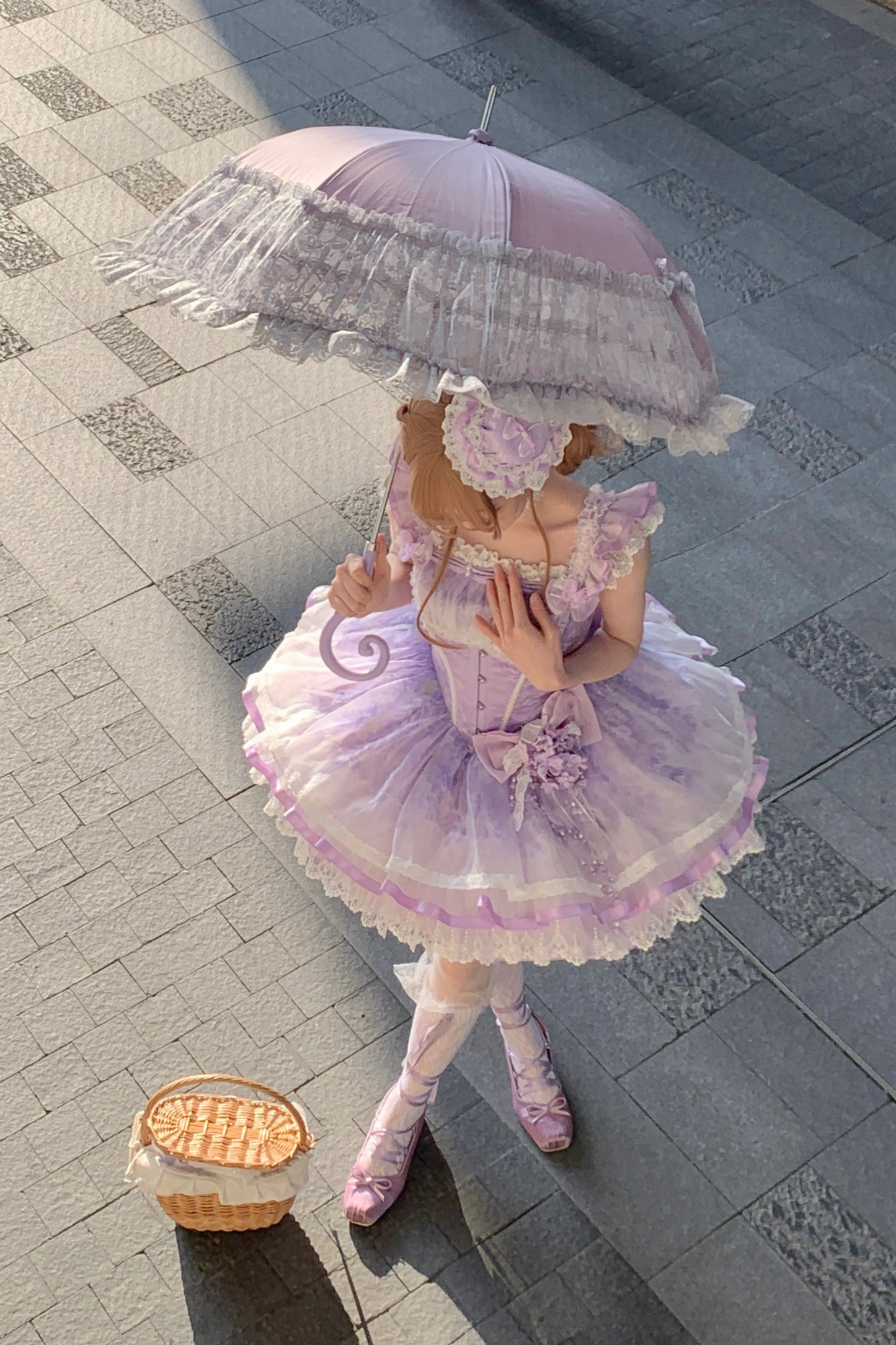 【予約商品】バレエスタイルエレガントドレス+ハット+ヘアバンド+リボンテール