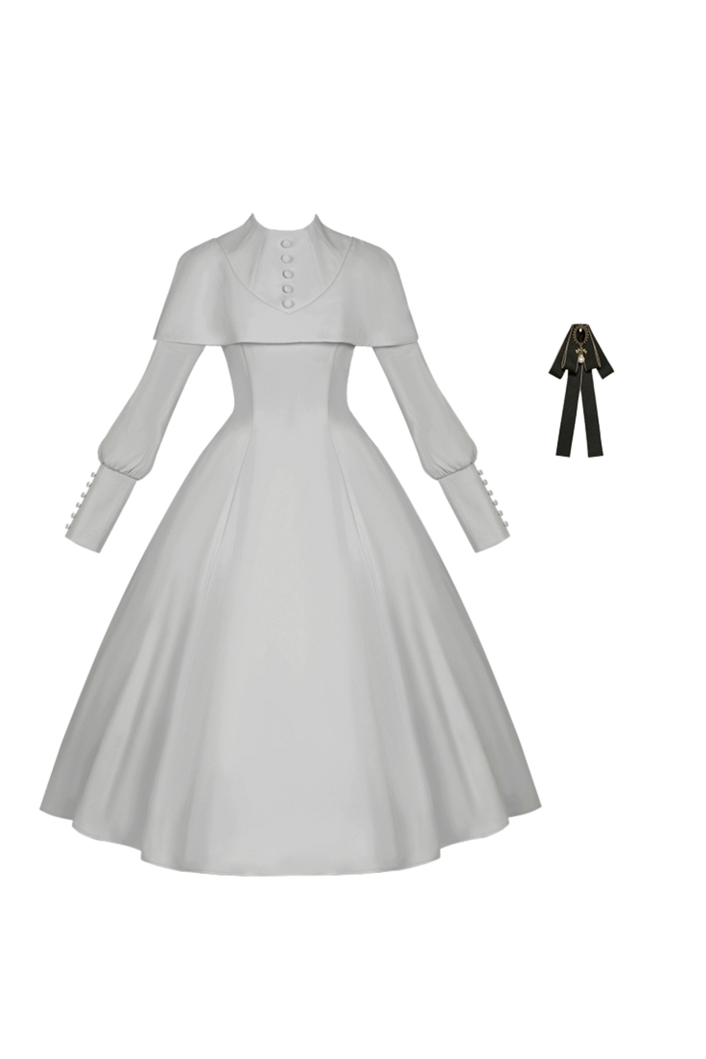 [Reservations] Gothic Elegant Waist Slimming Big Swing Low Dress + Ribbon Tie