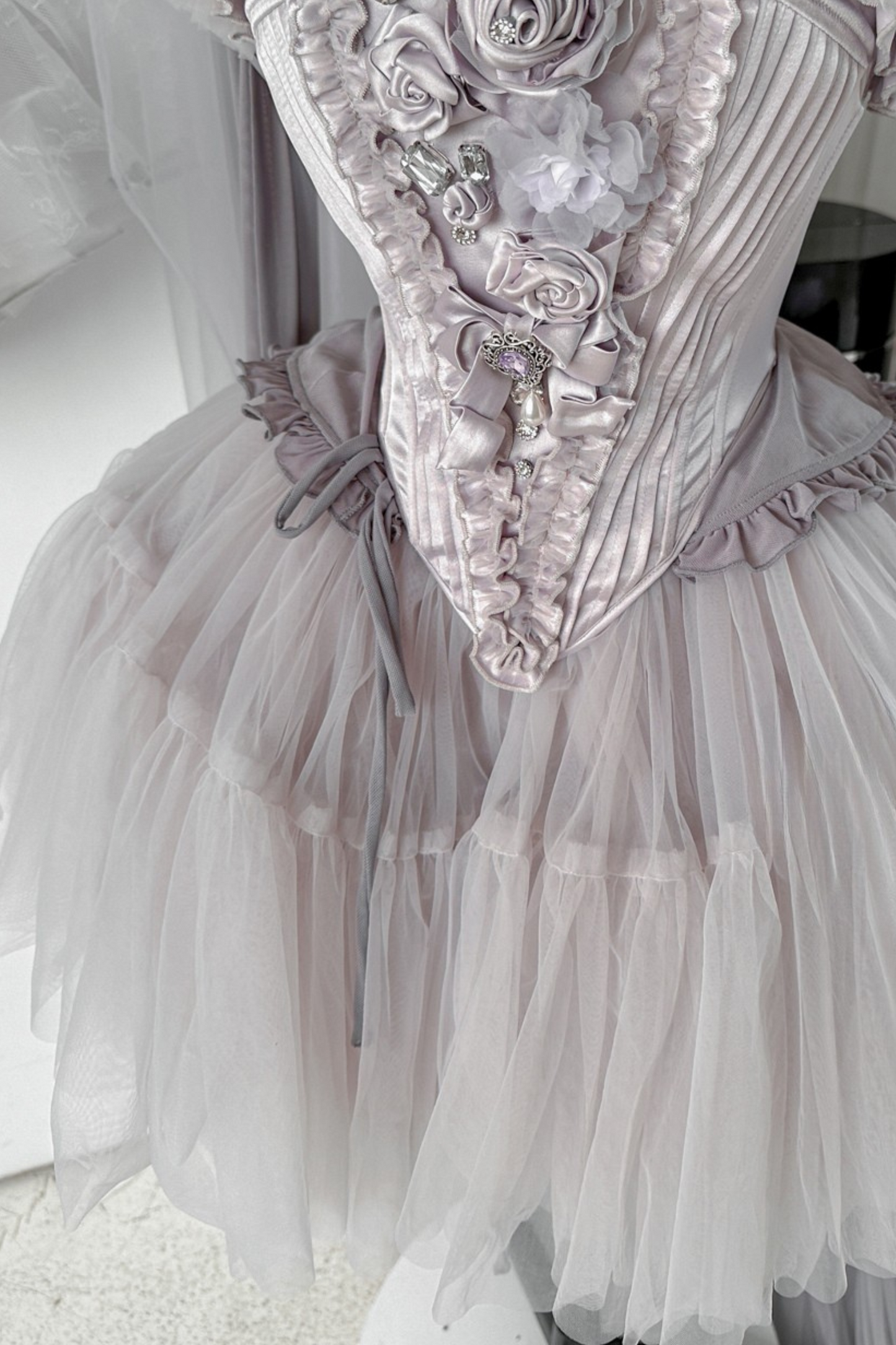 ビクトリアフラワーチューブトップス＋ショートスカート＋ロングスカート＋ガーゼスカート＋アームリング＋チョーカー