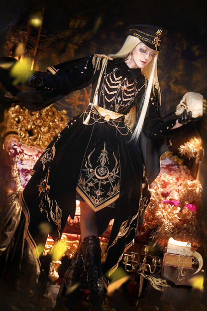 [Deadline for reservations: November 16] Holy army black gold embroidered military cape dress complete set + dress set