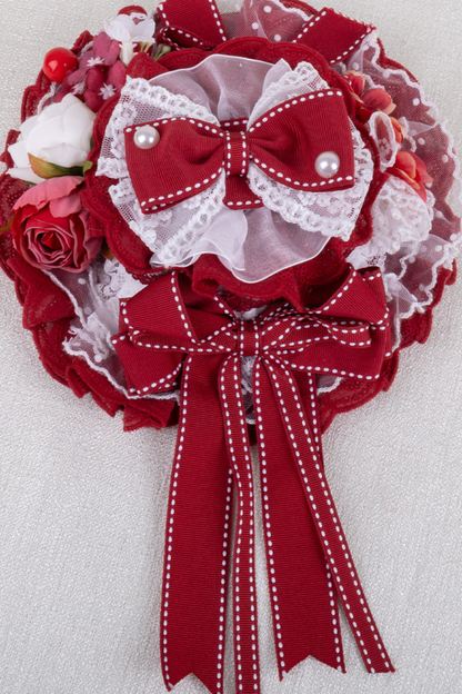 レースステッチロリータヘアバンド+ハットクリップ