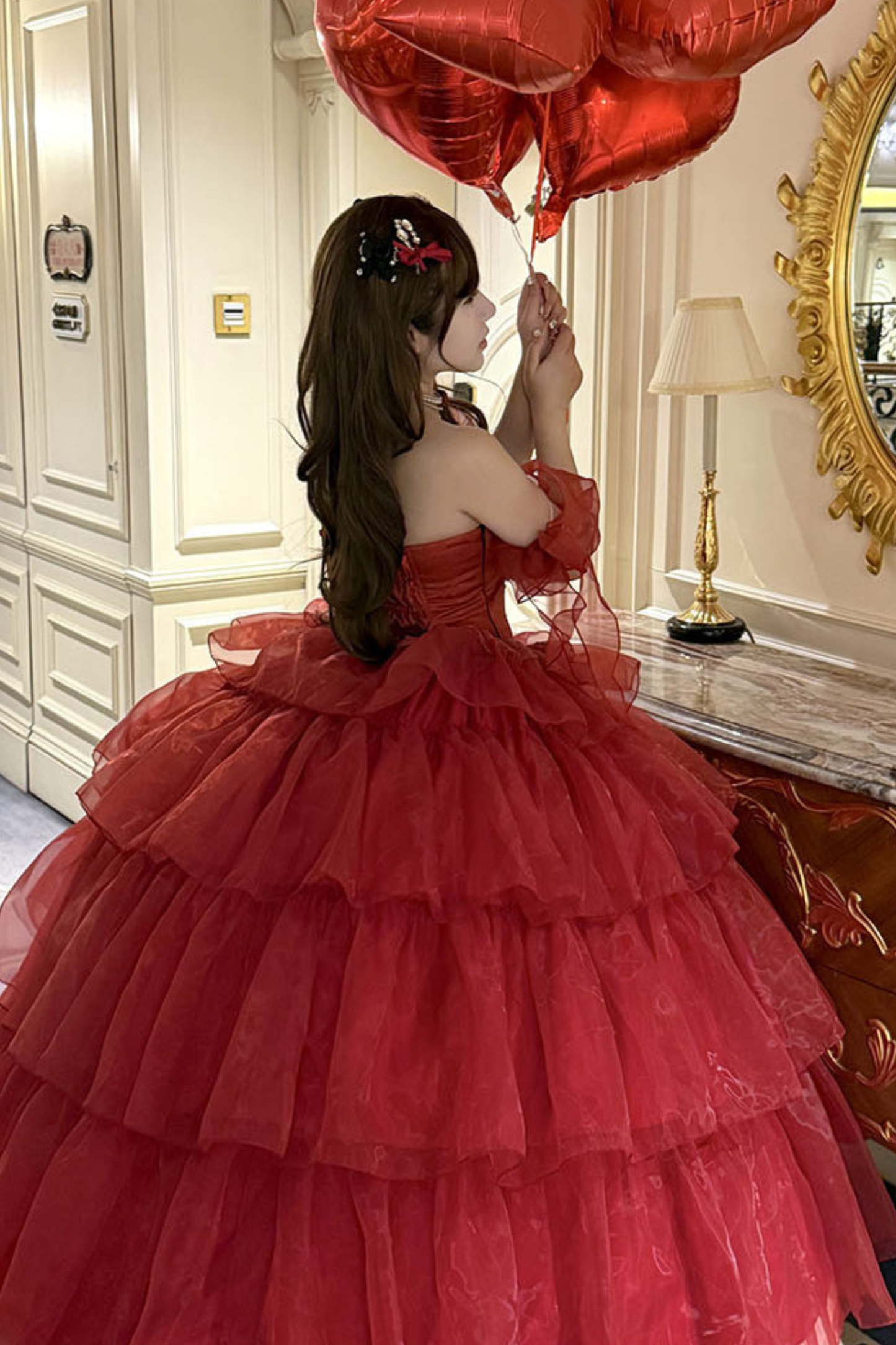 [3월 30일 예약마감] 우아한 무스 러브송 레드 원피스+소매