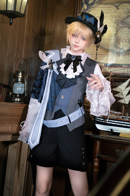 [Pre-order Deadline: November 9] Steampunk Prince Vest Shorts Cape Suit Set + Hat + Complete Accessories