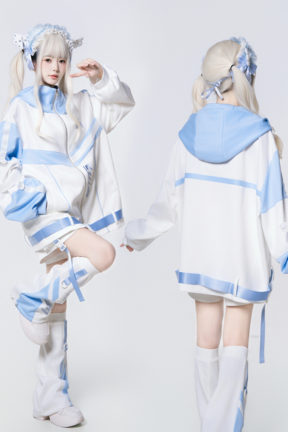 サブカルサイバージャケット+ショートパンツ+レッグカバー