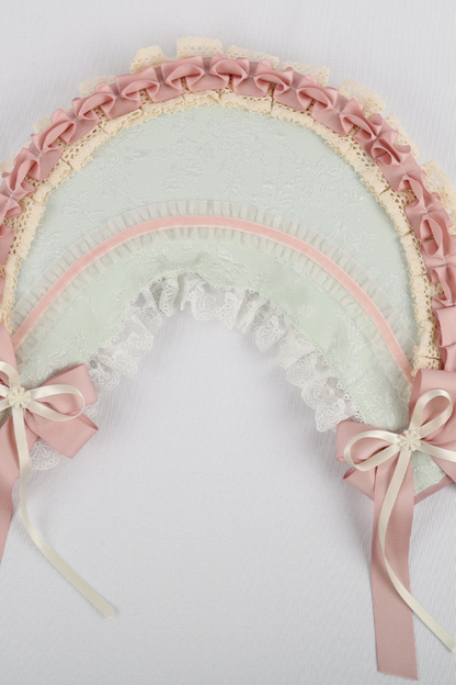 カントリーブーケロリータボンネット+フラットハット+クリップハット+ヘアバンド