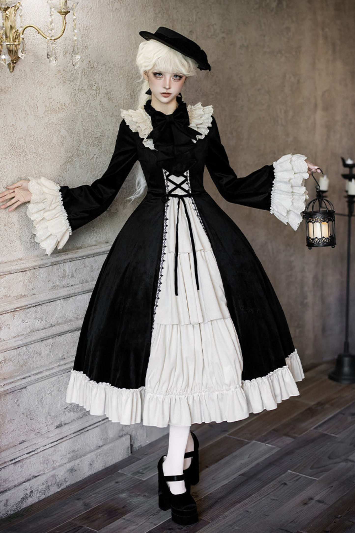 クラシカルエレガントドレス+カラー+リボン+ハット