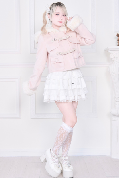 Ribbon Buckle Fur Short Coat