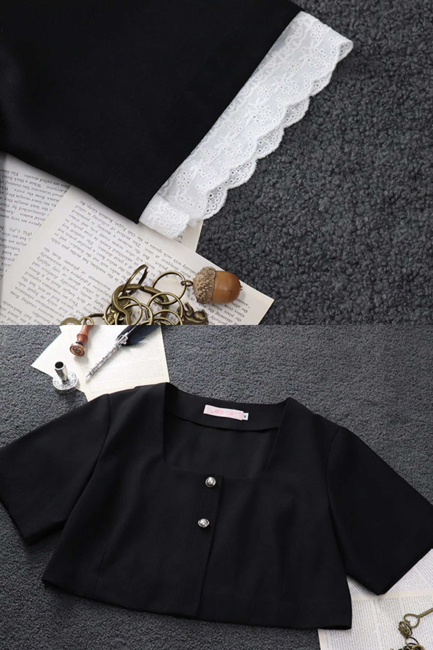 Maria Rüschenhemd + Plisseerock + Kurze Jacke