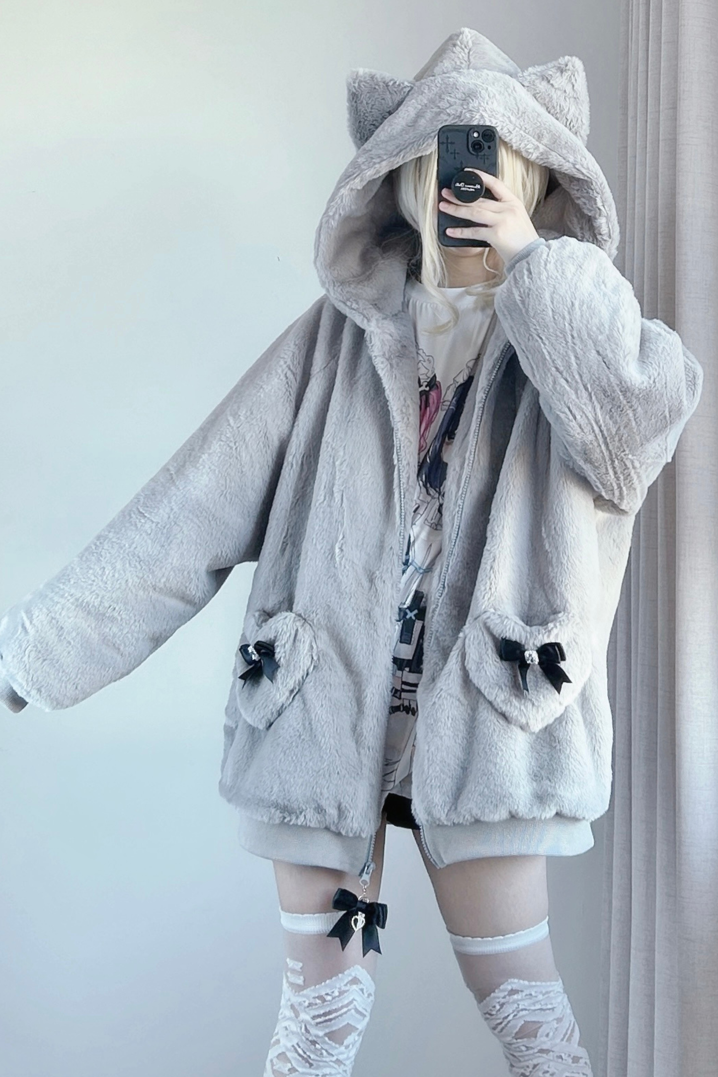 猫耳ぬいぐるみフードジャケット