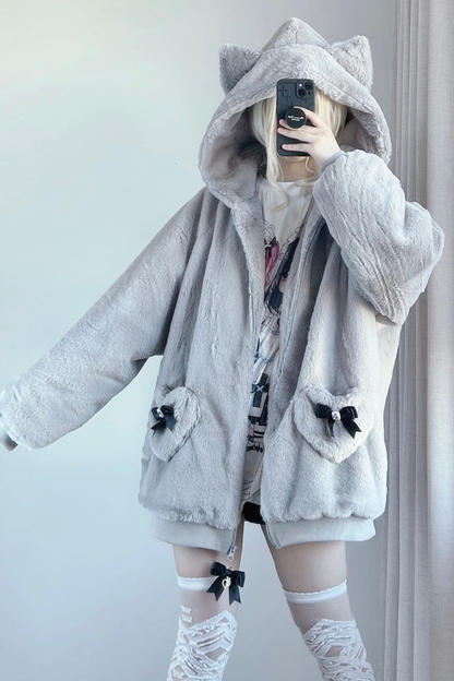 猫耳ぬいぐるみフードジャケット