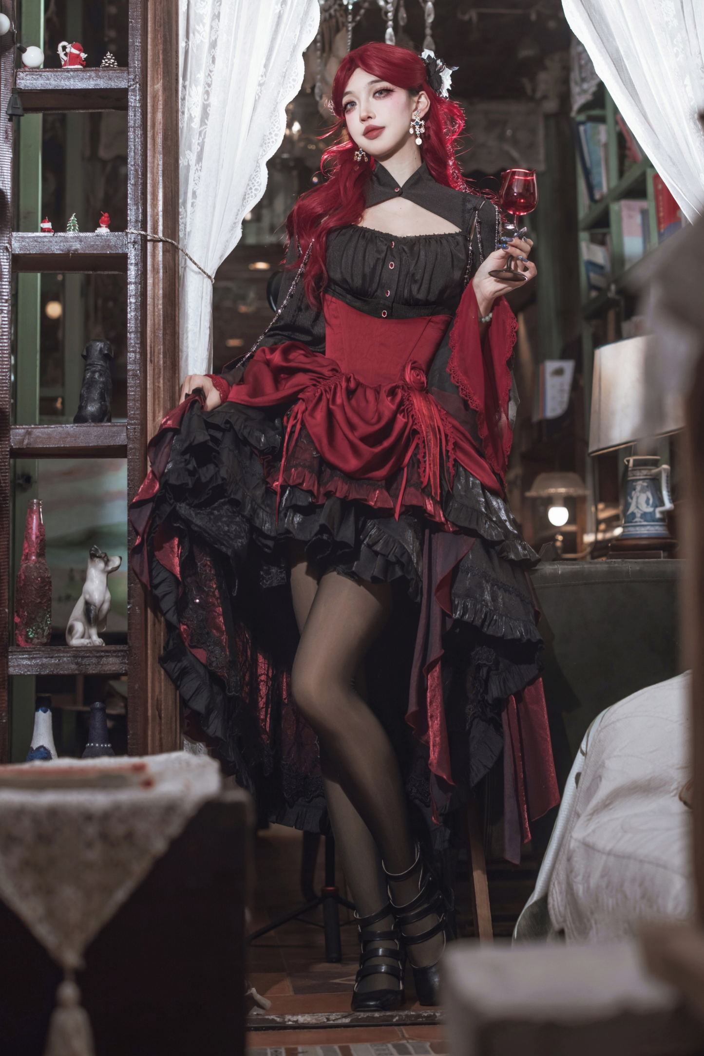 ダークフラワーゴシックロリータセットアップ