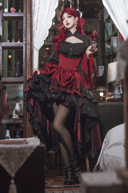 ダークフラワーゴシックロリータセットアップ