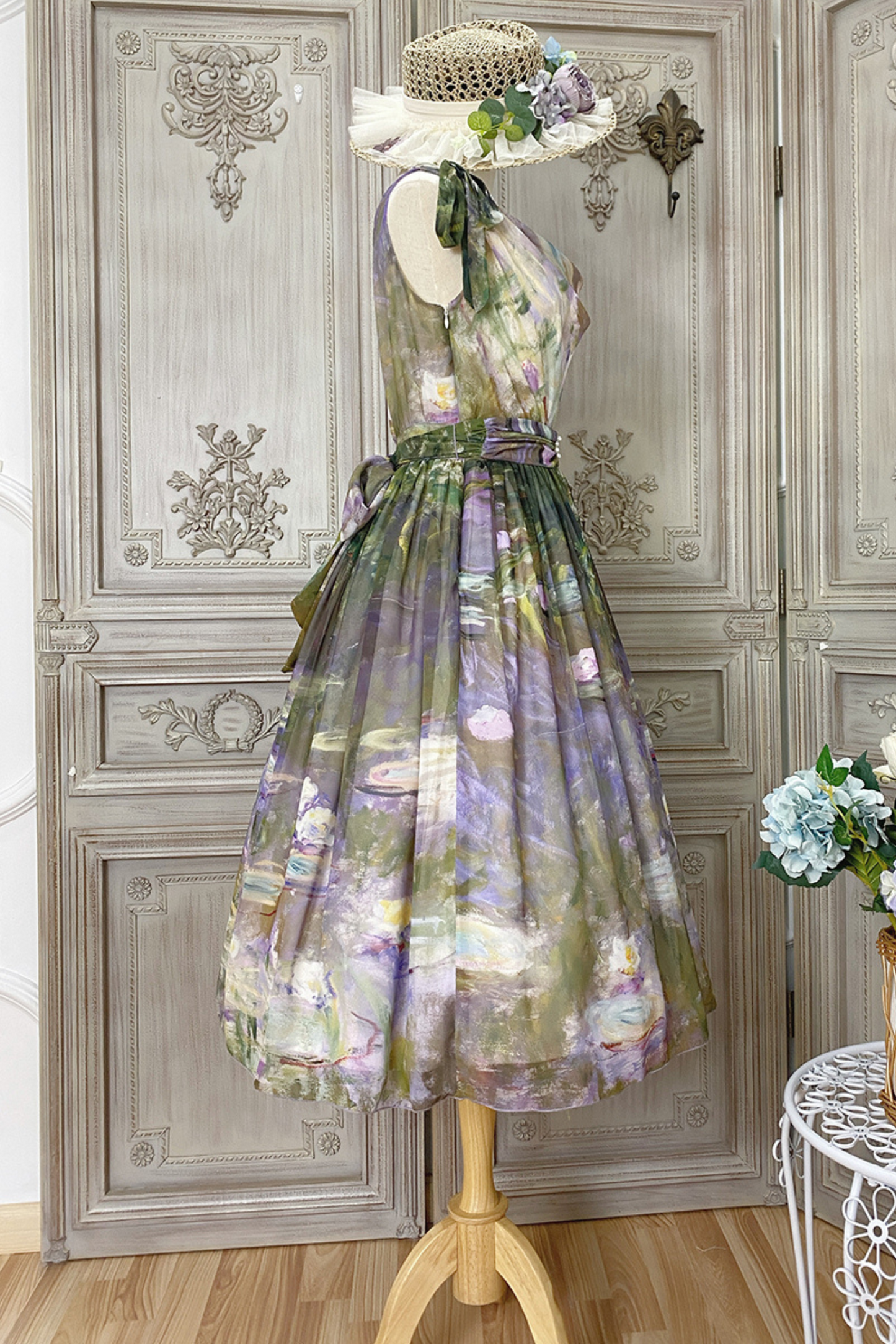 マーブルリゾートシフォンプリントドレス