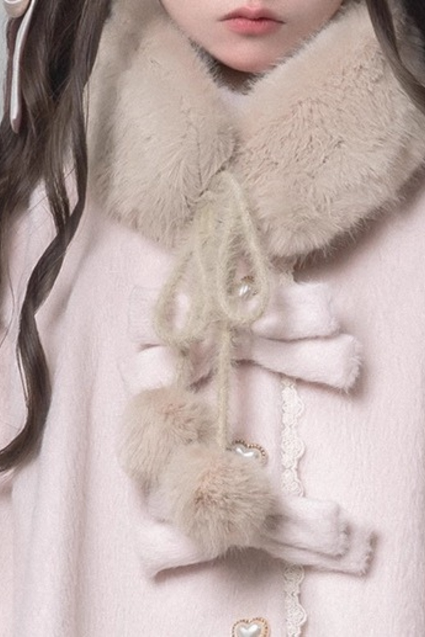 スイートガーリーリボンフレアコート+ファーカラー+シャツ+スカート+ベレー帽