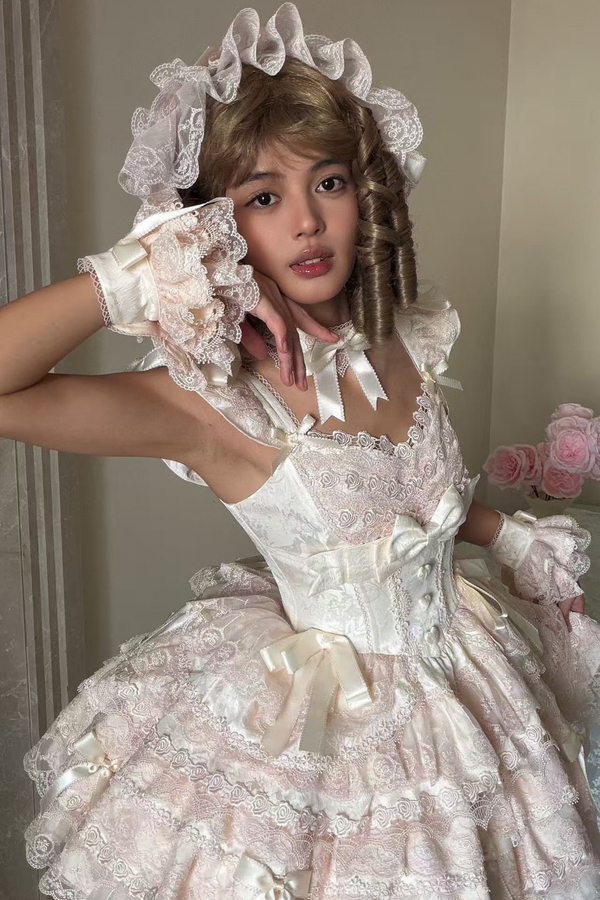 【予約商品】プリンセスバレエケーキロリータドレス+ヘアバンド+ネックレス+スリーブ+テール