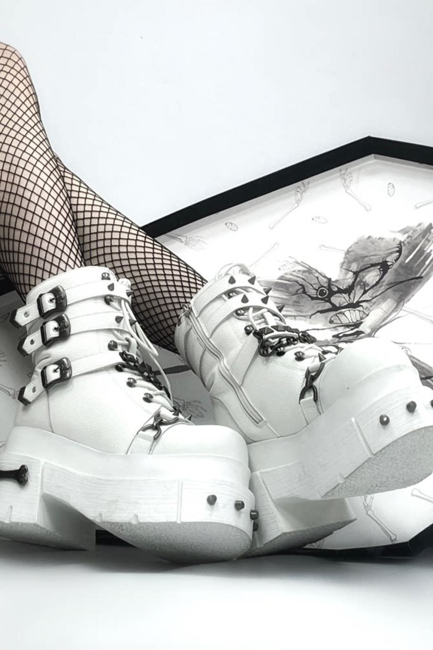 가죽 펑크 플랫폼 부츠