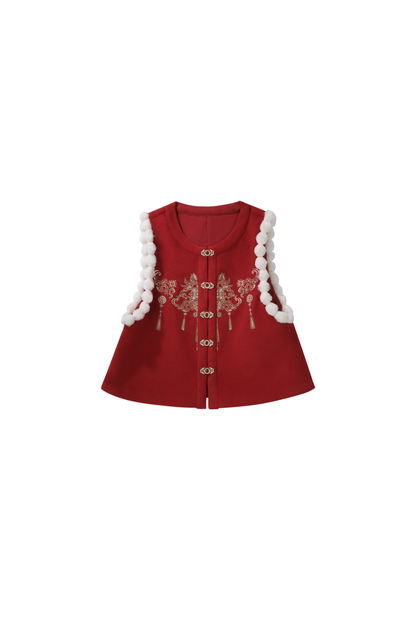 Gorgeous retro china top + skirt + vest + shoulders