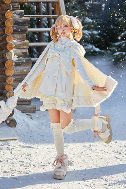 アニマルツイードコート＋ボアショートパンツ