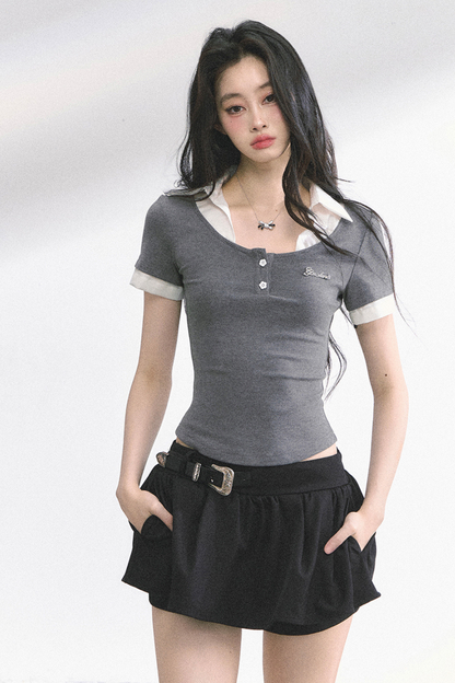 ストレートショルダーアメリカンシャツトップス