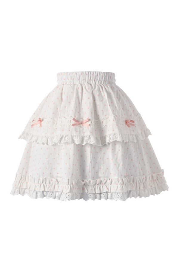 Rabbit Hooded Hoodie + Ribbon Camisole + Dot Skirt