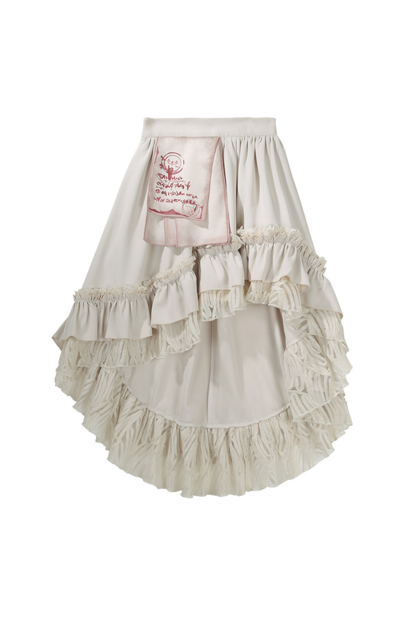 Vintage Lolita Puff Sleeve Top + Asymmetrical Skirt + Corset