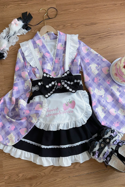[Reservation Product] Strawberry Retro Cafe Japanese Style Lolita Dress