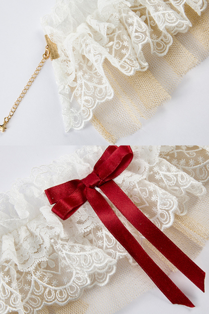 白雪プリンセスロリータドレス+ボンネット+レースチョーカー