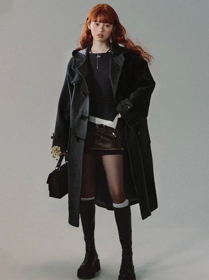 Wool Retro Classic College Style Long Wool Coat