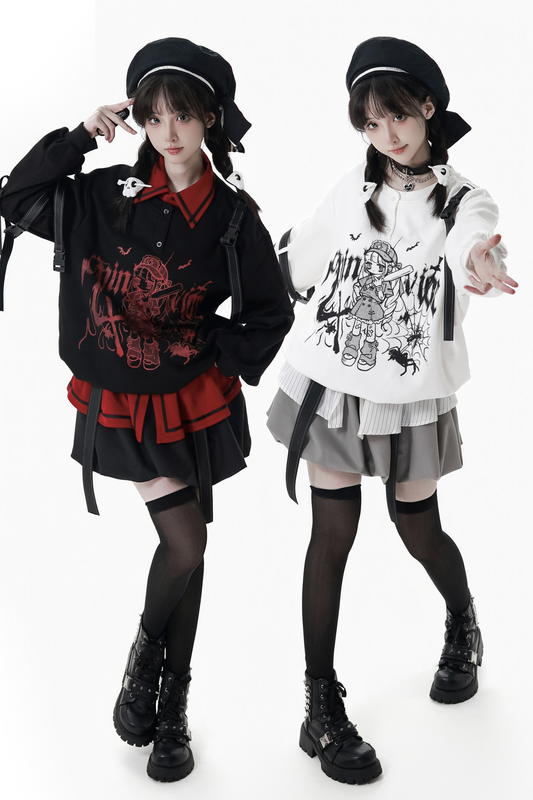 ダークグラフィティスウェット+スカート