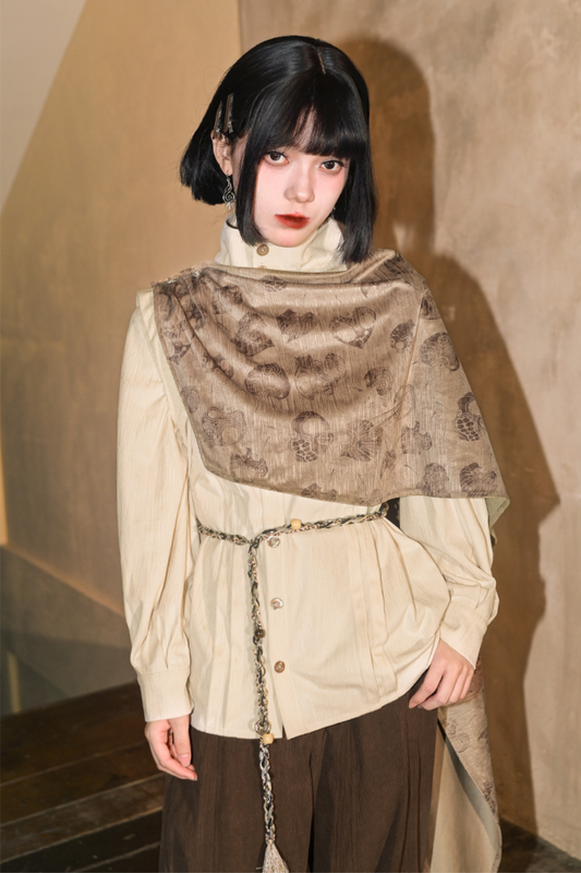 ケープスタンドカラーデザインニッチシャツ