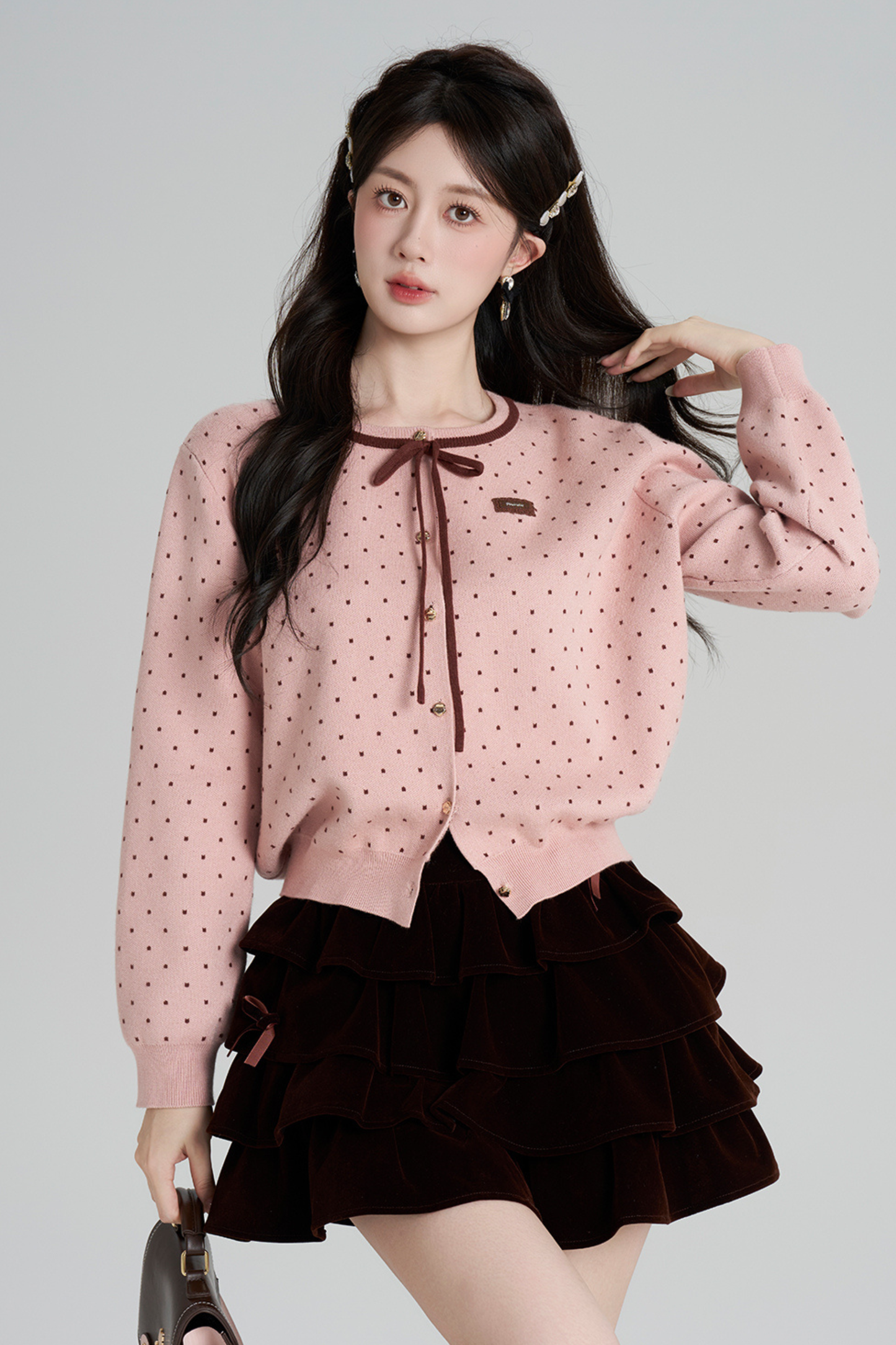 ドットフレンチニットカーディガン