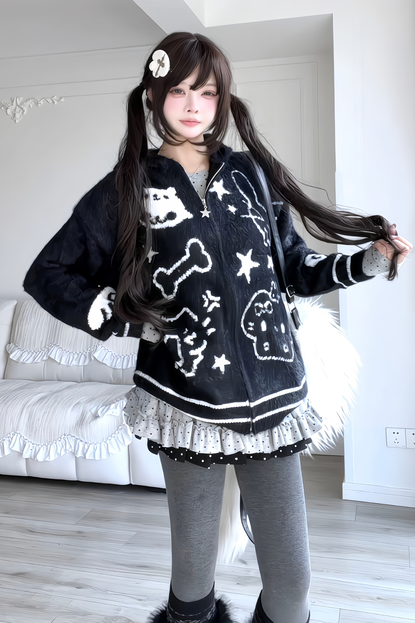 Animal Graffiti Hooded Zip-Up Hoodie