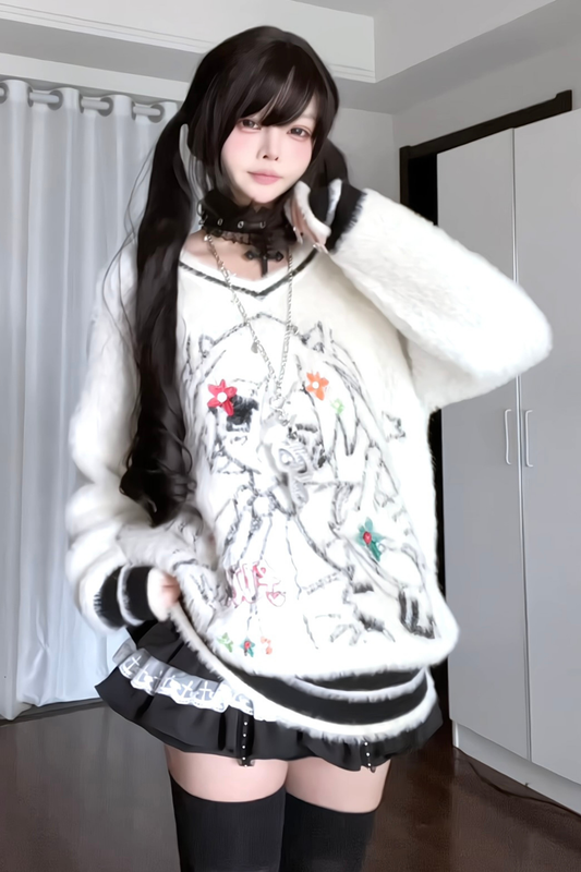 Anime Print Soft Hooded Tops