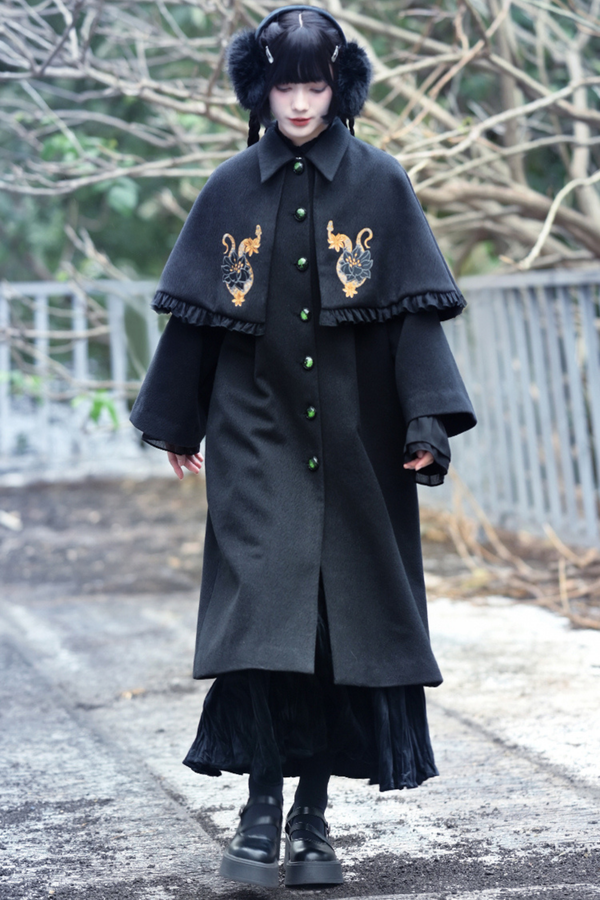 刺繍チャイナロングコート